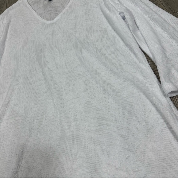 J Valdi White Sheer Leaf Print Tunic Swim Cover Up Size L - Picture 2 of 7